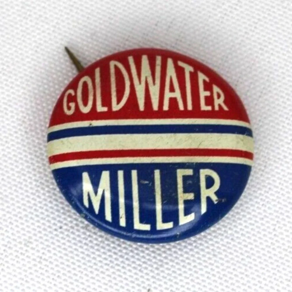 1964 Barry Goldwater Bill Miller Pinback Presidential Campaign Button Pin Vtg 1